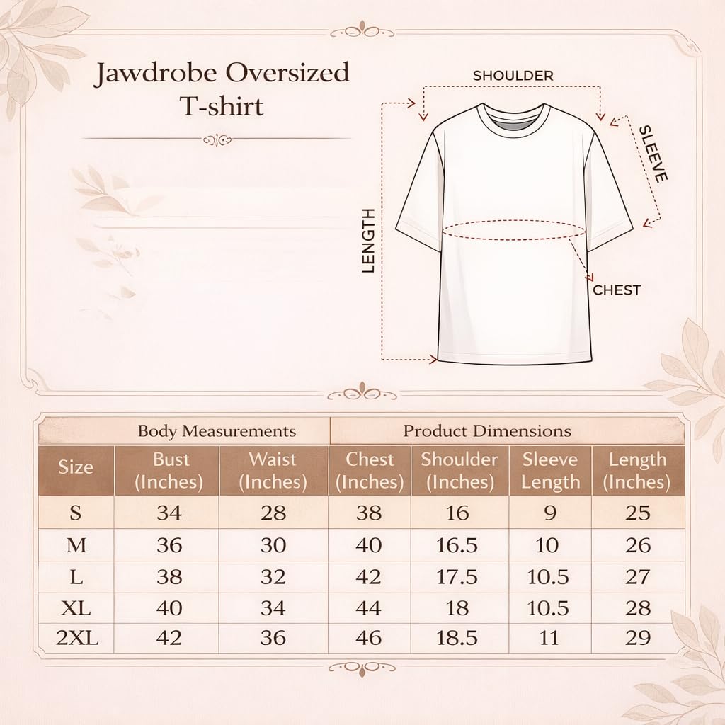Jawdrobe Cotton Blend Oversized Fit Half Sleeve Printed Round Neck T-Shirt for Women | Valentine's Day Wear (Tshirt-Vintage-White-m) - Image 6