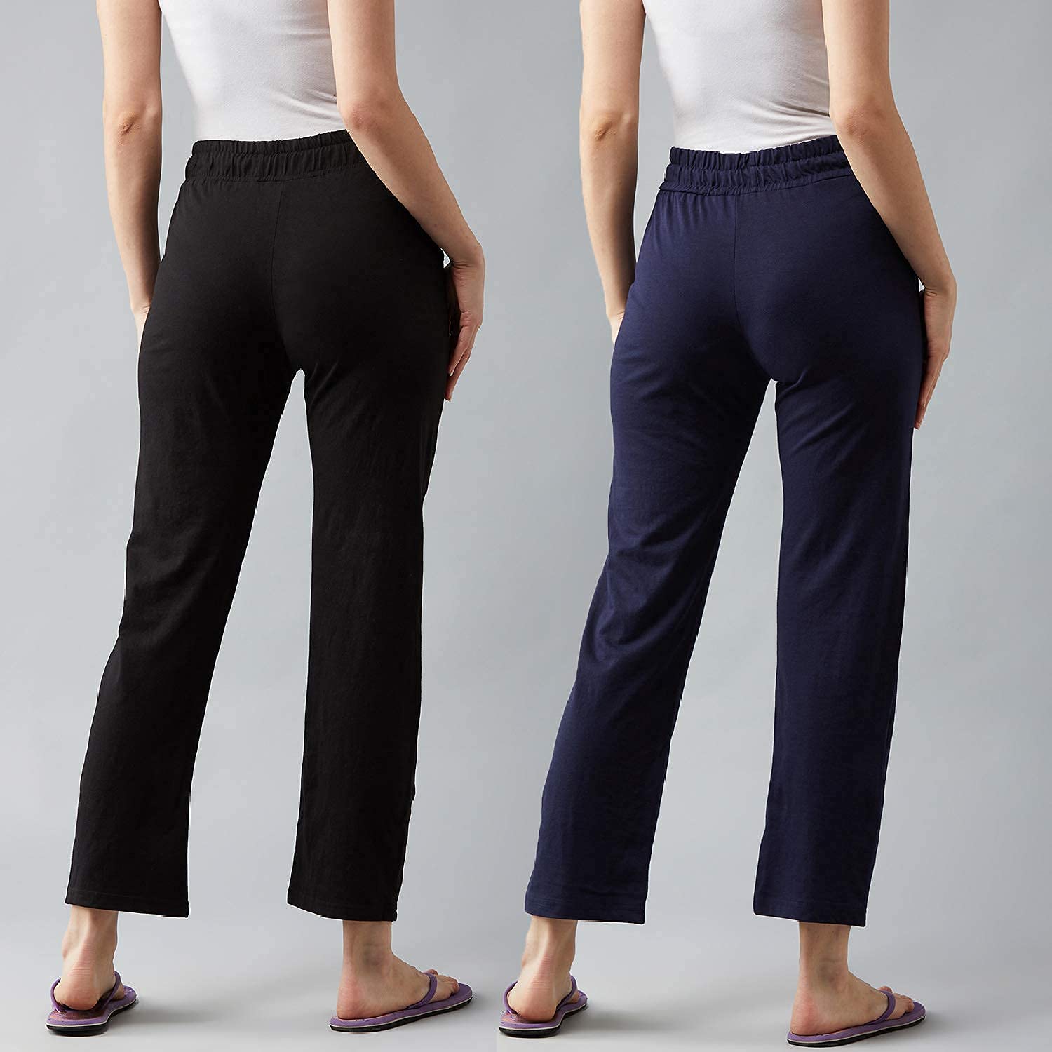 BLINKIN Cotton Casual Style Pyjamas For Women, Combo Pack Of 2 With Side Pockets (Color_Black|Navy Blue,Size_Xl) - Image 5