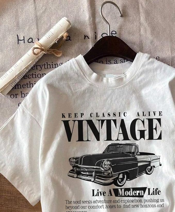 Jawdrobe Cotton Blend Oversized Fit Half Sleeve Printed Round Neck T-Shirt for Women | Valentine's Day Wear (Tshirt-Vintage-White-m) - Image 3