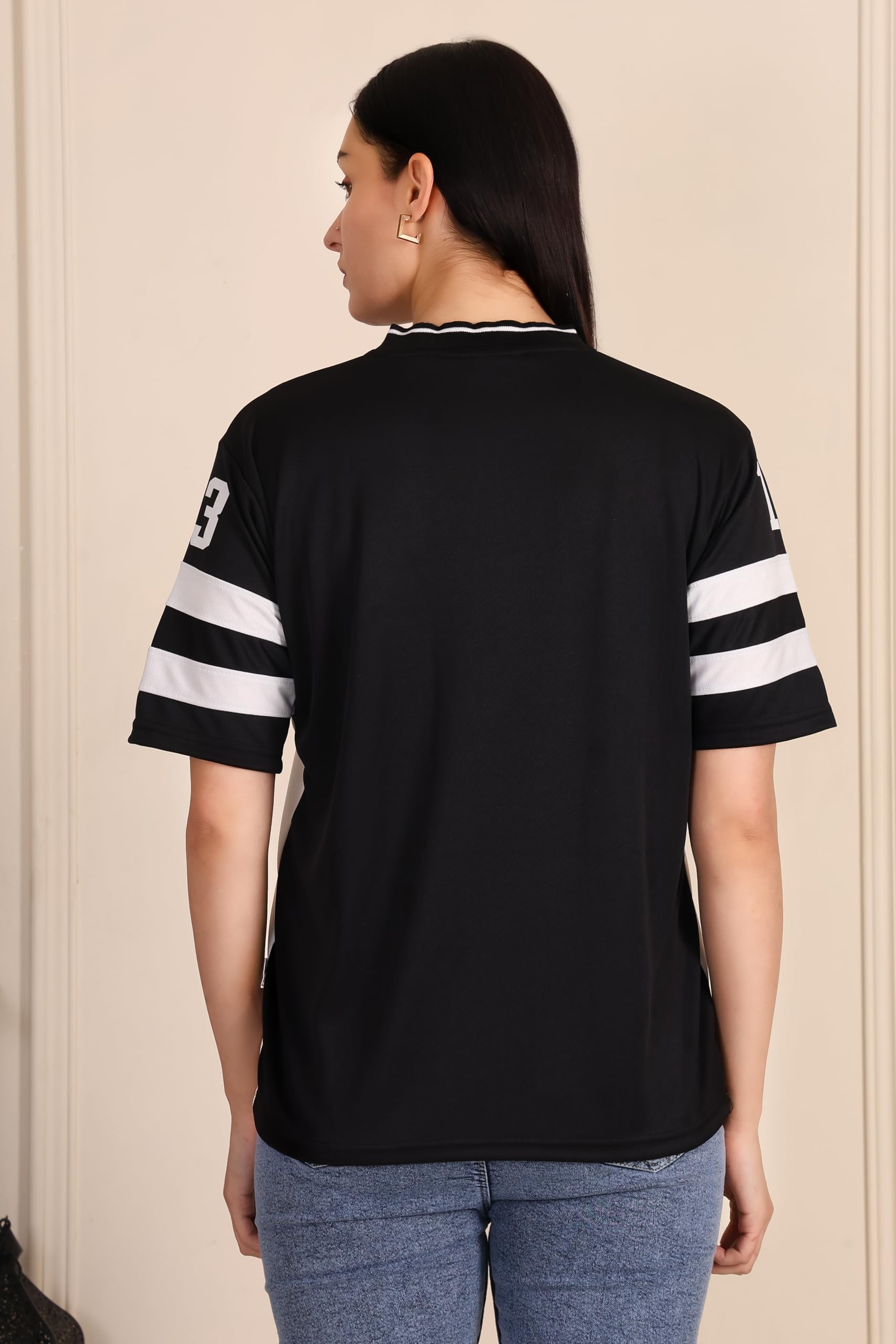 BLACKSTEP Women Oversized Cotton Jersey Tshirt | Loose Fit Streetwear Casual Top | Drop Shoulder Longline T Shirt for Girls College Wear Travel Gym Lounge Daily Outfit (Black, M) - Image 2
