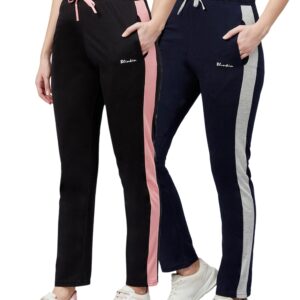 BLINKIN Cotton Pajamas for Women Combo, Pack of 2-The Ultimate Relaxed Fit Track Pants for Women, Lower for Women : Ideal for Night Wear & Comfort Wear (combo-905,Black|Navy,Size_XL)