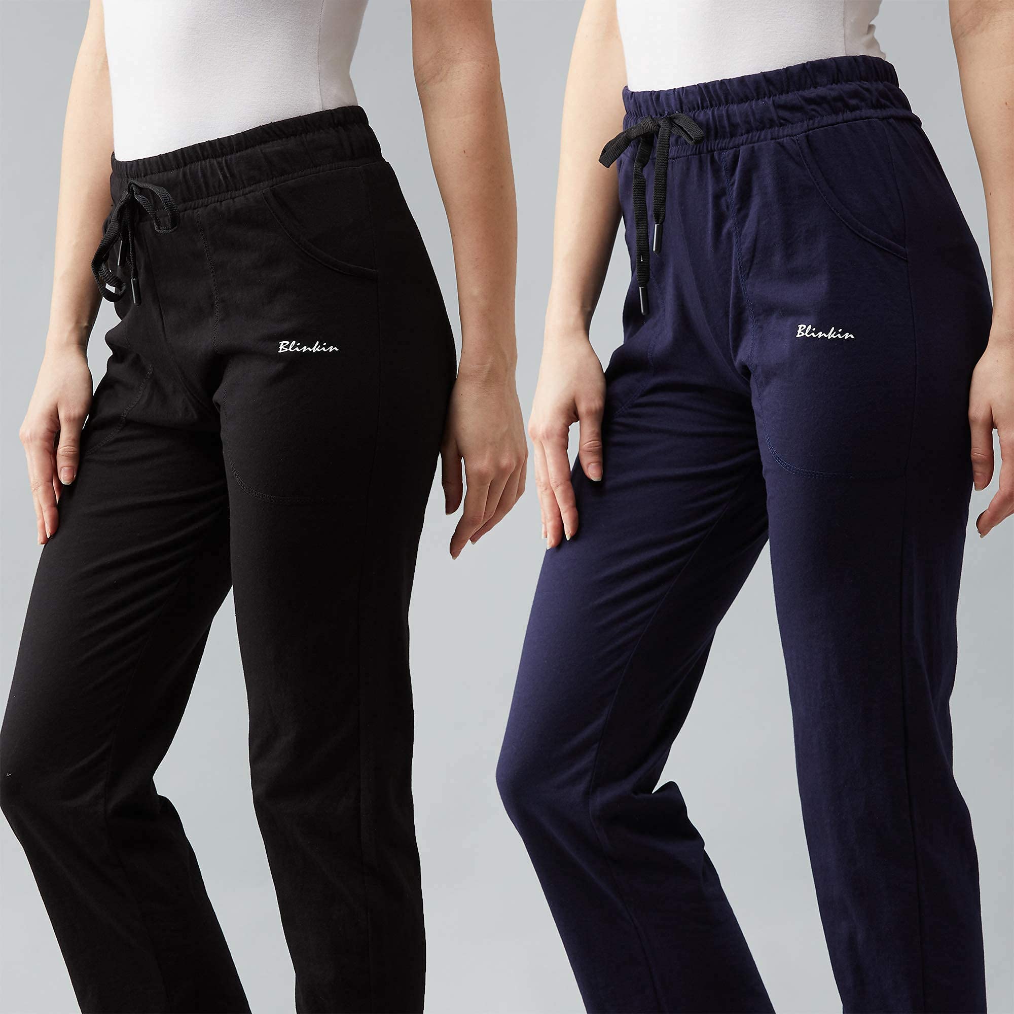 BLINKIN Cotton Casual Style Pyjamas For Women, Combo Pack Of 2 With Side Pockets (Color_Black|Navy Blue,Size_Xl) - Image 2