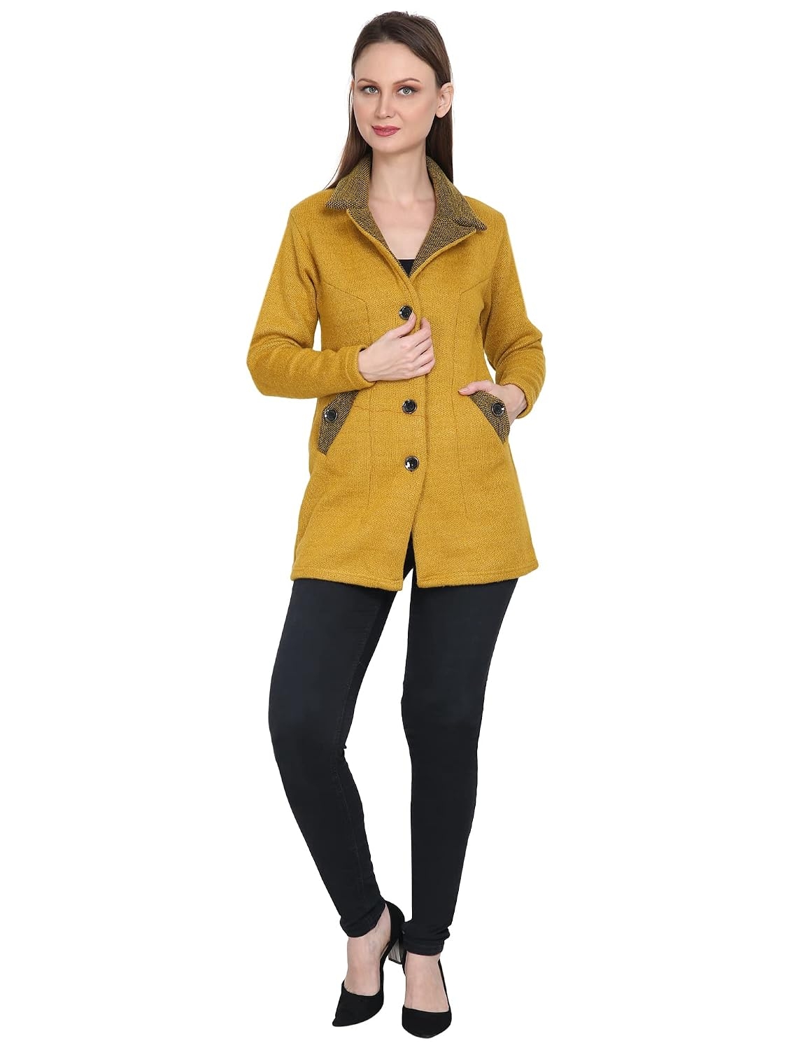 Women's Wool Blend Collared Coatigan - Image 35