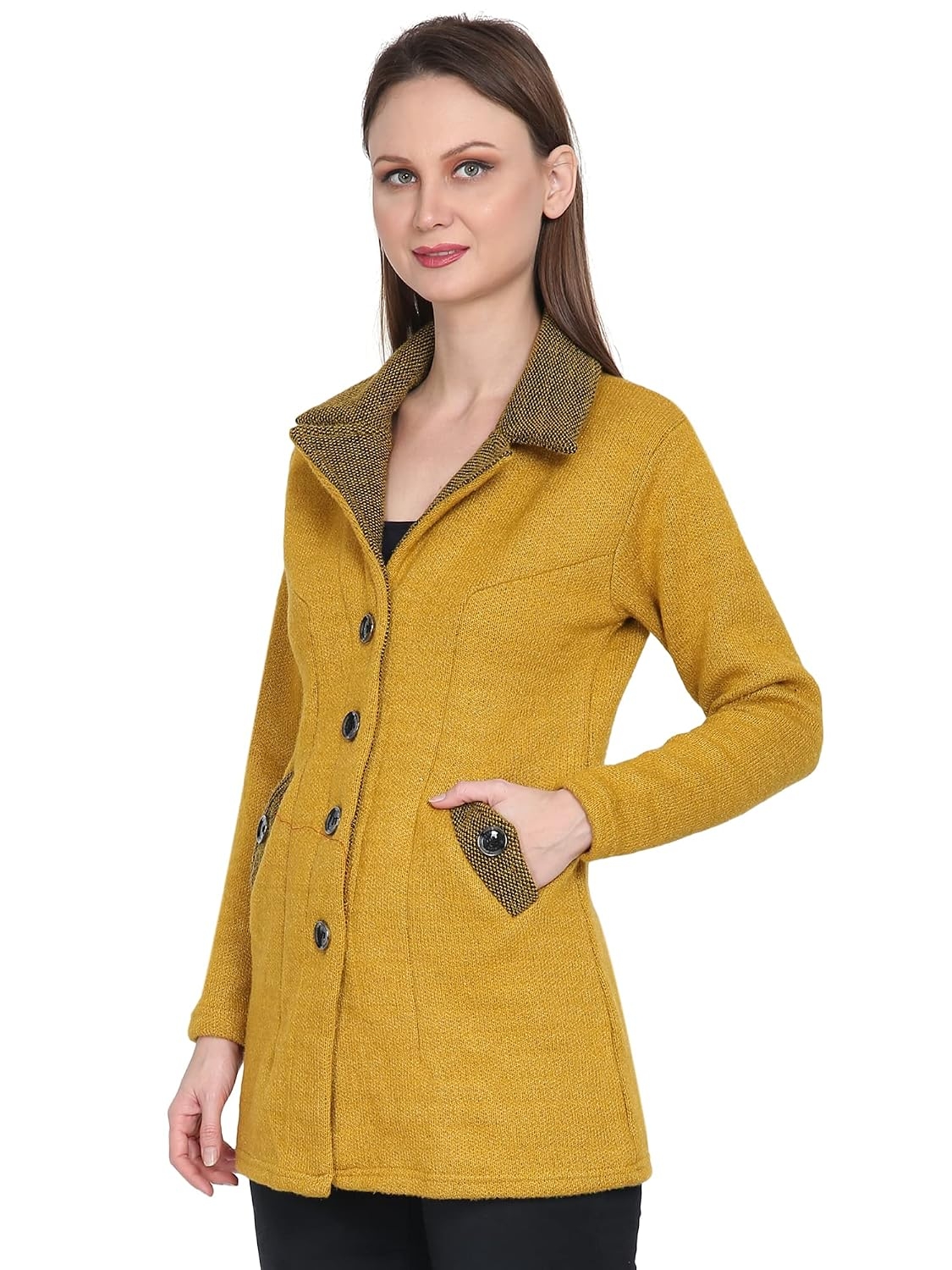 Women's Wool Blend Collared Coatigan - Image 36