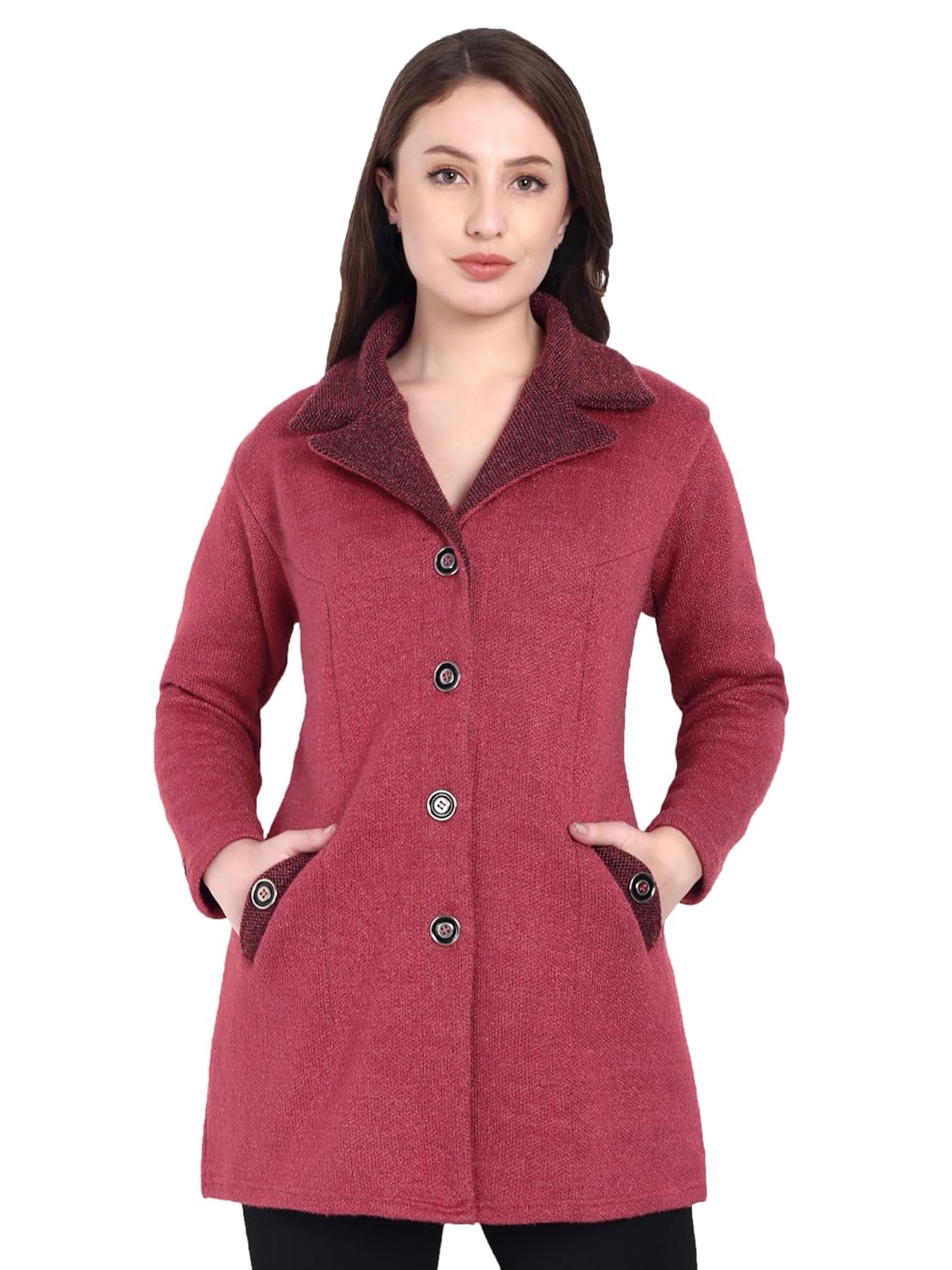 Women's Wool Blend Collared Coatigan - Image 40