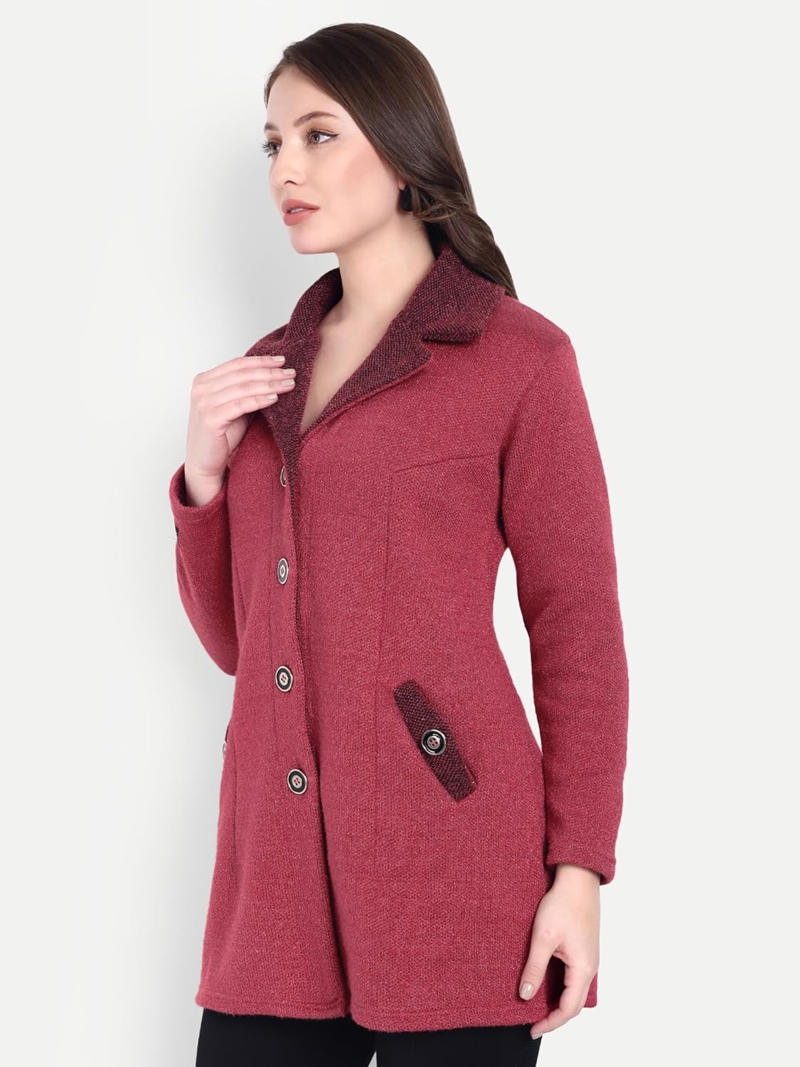 Women's Wool Blend Collared Coatigan - Image 42