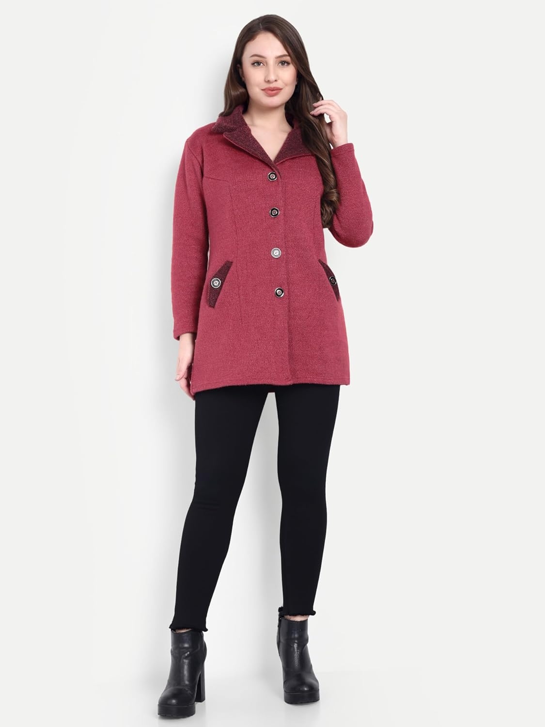 Women's Wool Blend Collared Coatigan - Image 44