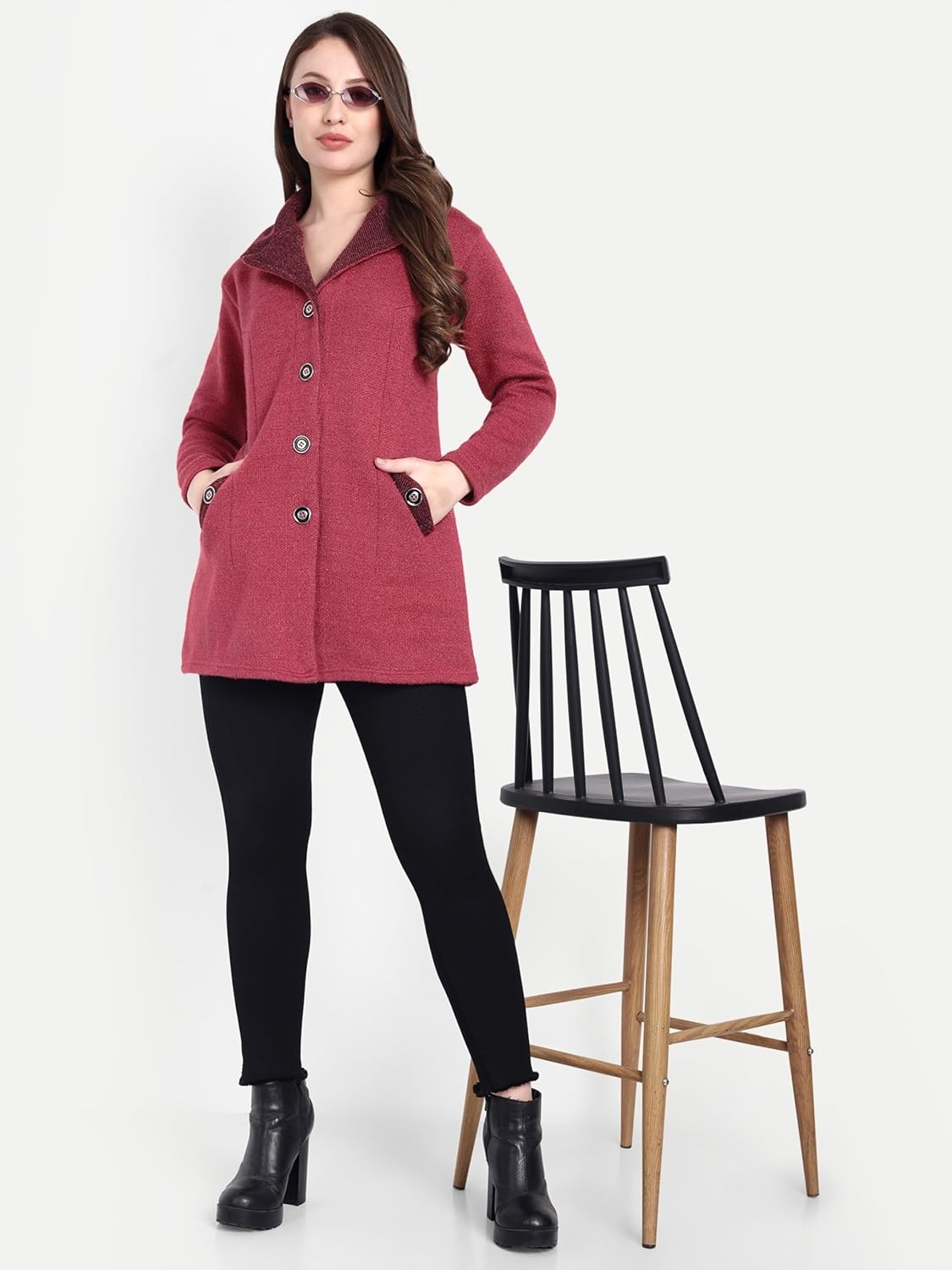 Women's Wool Blend Collared Coatigan - Image 45