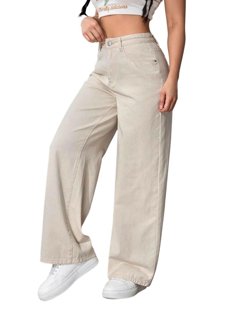 Women High Waist Baggy Fit Denim Jeans