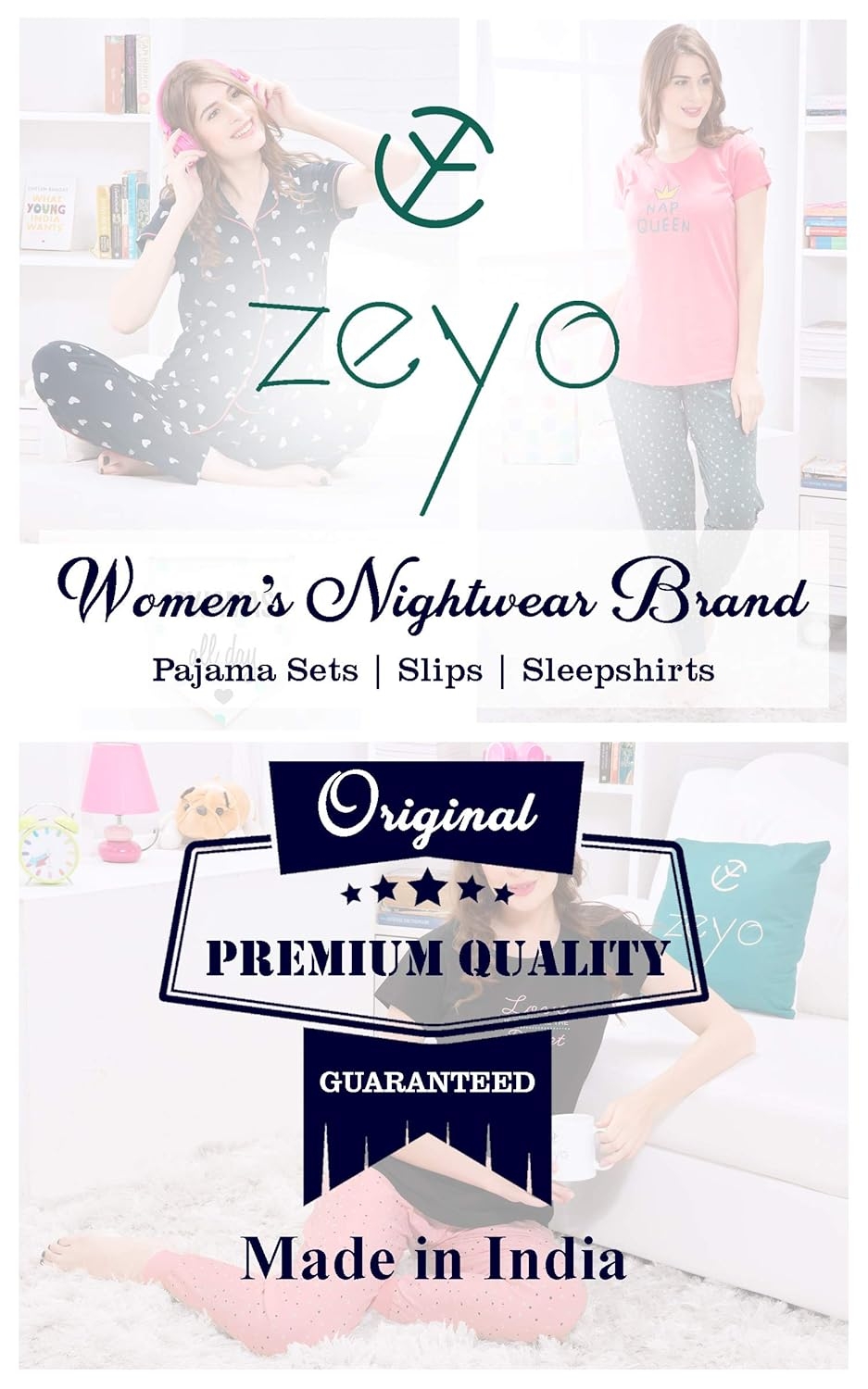 ZEYO Women's Cotton Checks Printed Relaxed Night Suit Set Of Top & Pyjama 5297 - Image 7