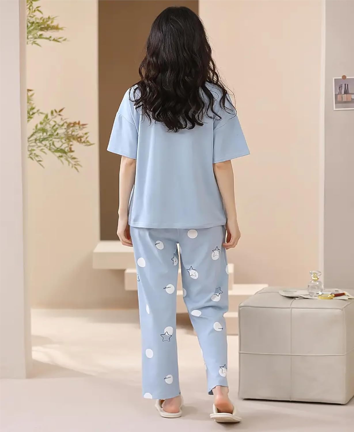 Louis Luxe Womens Korean Night Dress|| Full Pyjama Set || Korean Nightsuit ||Women Nightwear ||Round Neck Full Sleeve Nightsuit || Loungewear || Everyday Nightdress (ND-11) - Image 12