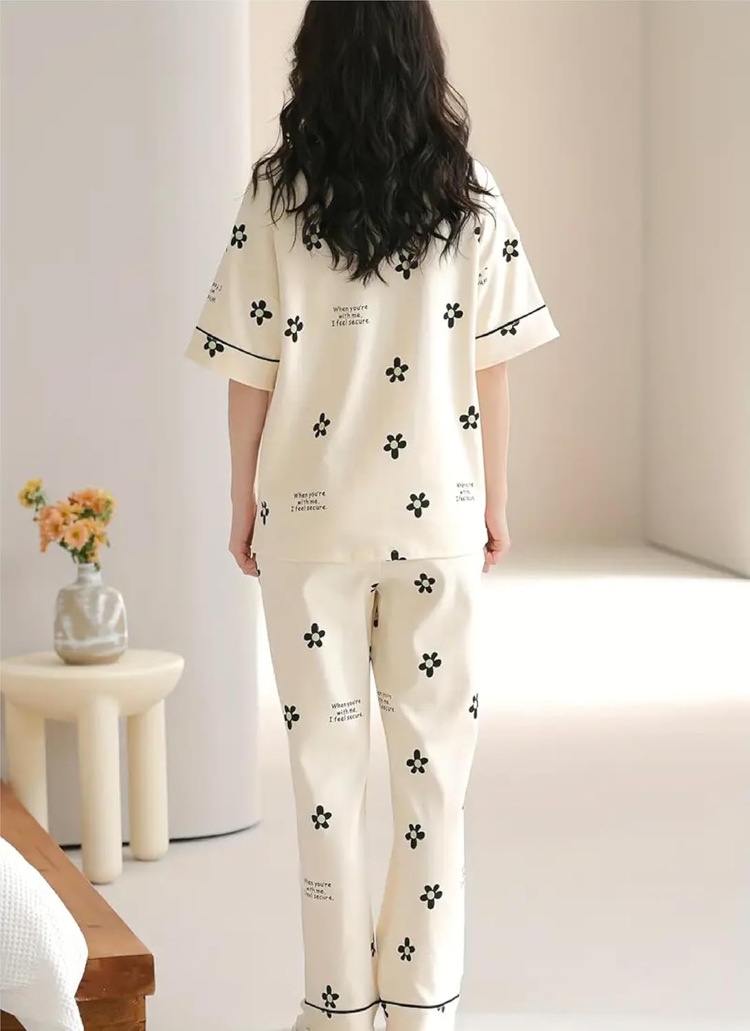 Louis Luxe Womens Korean Night Dress|| Full Pyjama Set || Korean Nightsuit ||Women Nightwear ||Round Neck Full Sleeve Nightsuit || Loungewear || Everyday Nightdress (ND-11) - Image 16