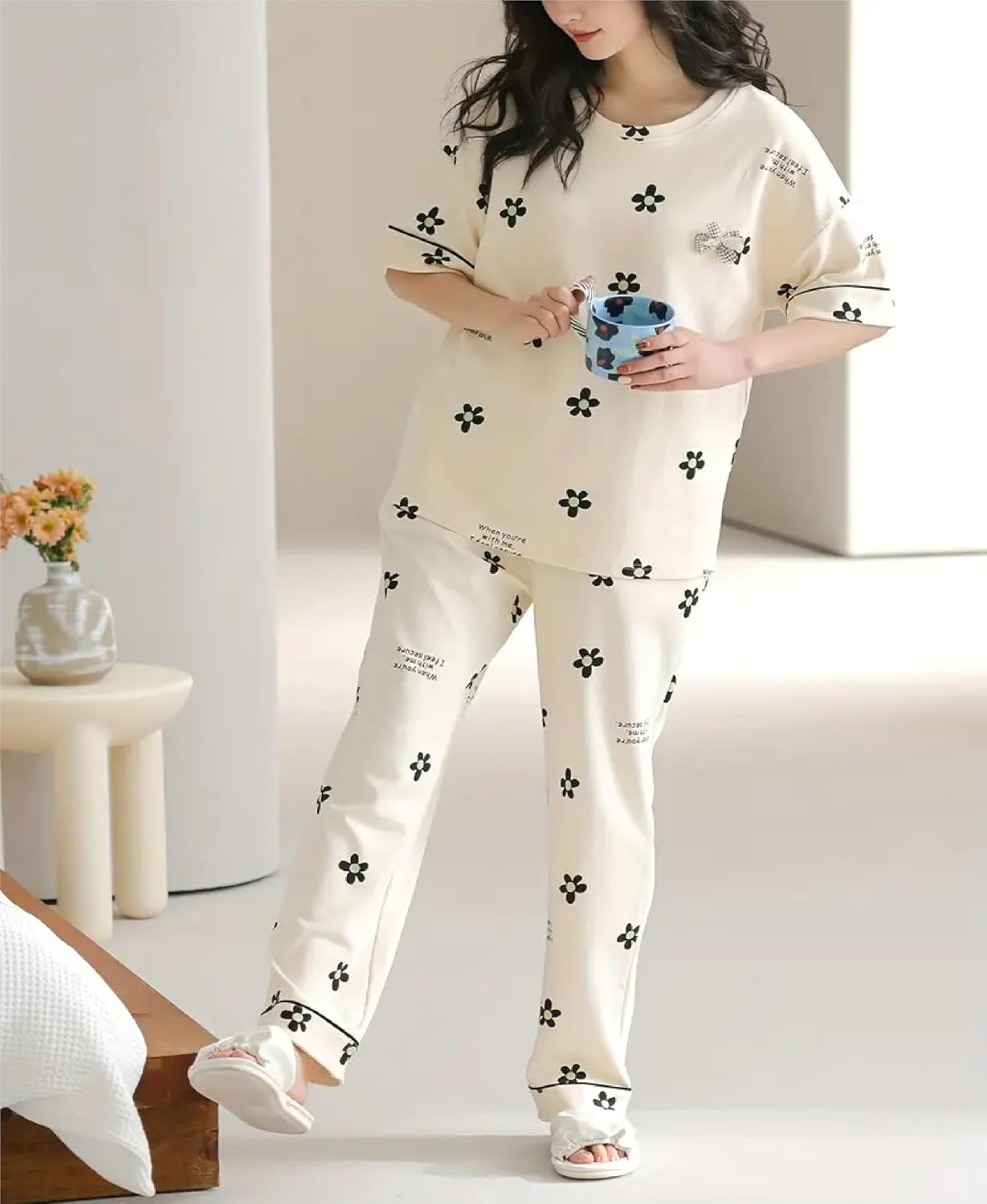 Louis Luxe Womens Korean Night Dress|| Full Pyjama Set || Korean Nightsuit ||Women Nightwear ||Round Neck Full Sleeve Nightsuit || Loungewear || Everyday Nightdress (ND-11) - Image 17
