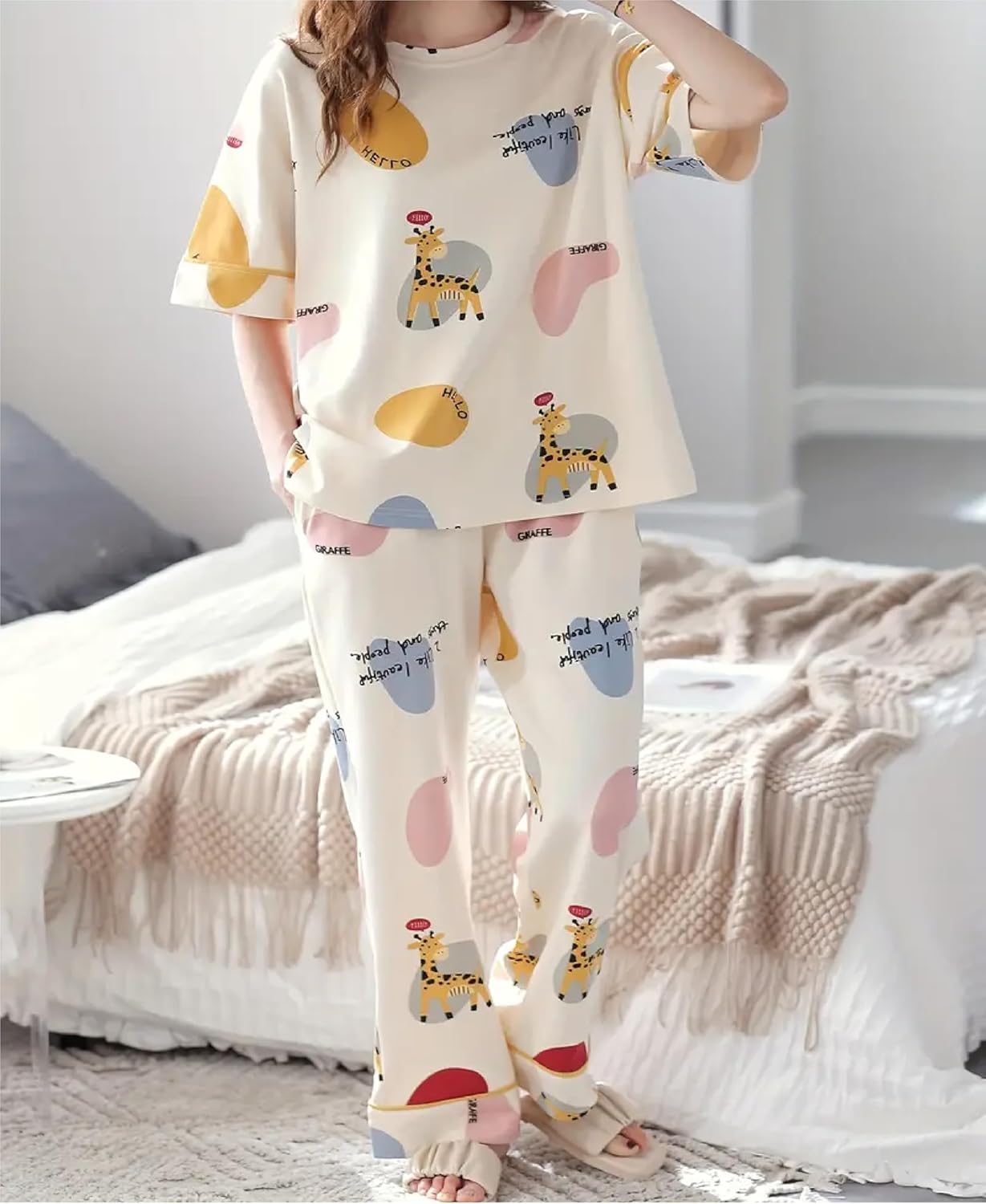 Louis Luxe Womens Korean Night Dress|| Full Pyjama Set || Korean Nightsuit ||Women Nightwear ||Round Neck Full Sleeve Nightsuit || Loungewear || Everyday Nightdress (ND-11) - Image 20