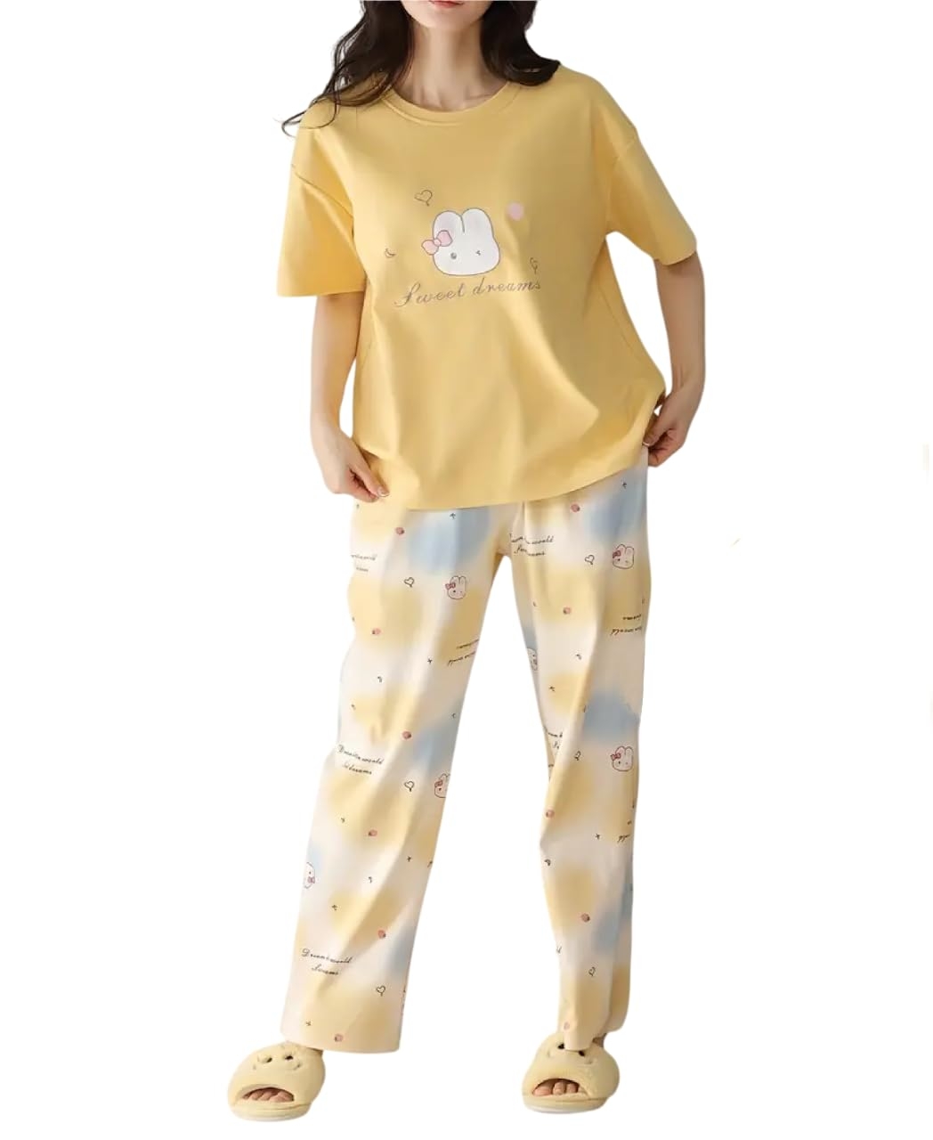 Louis Luxe Womens Korean Night Dress|| Full Pyjama Set || Korean Nightsuit ||Women Nightwear ||Round Neck Full Sleeve Nightsuit || Loungewear || Everyday Nightdress (ND-11) - Image 25