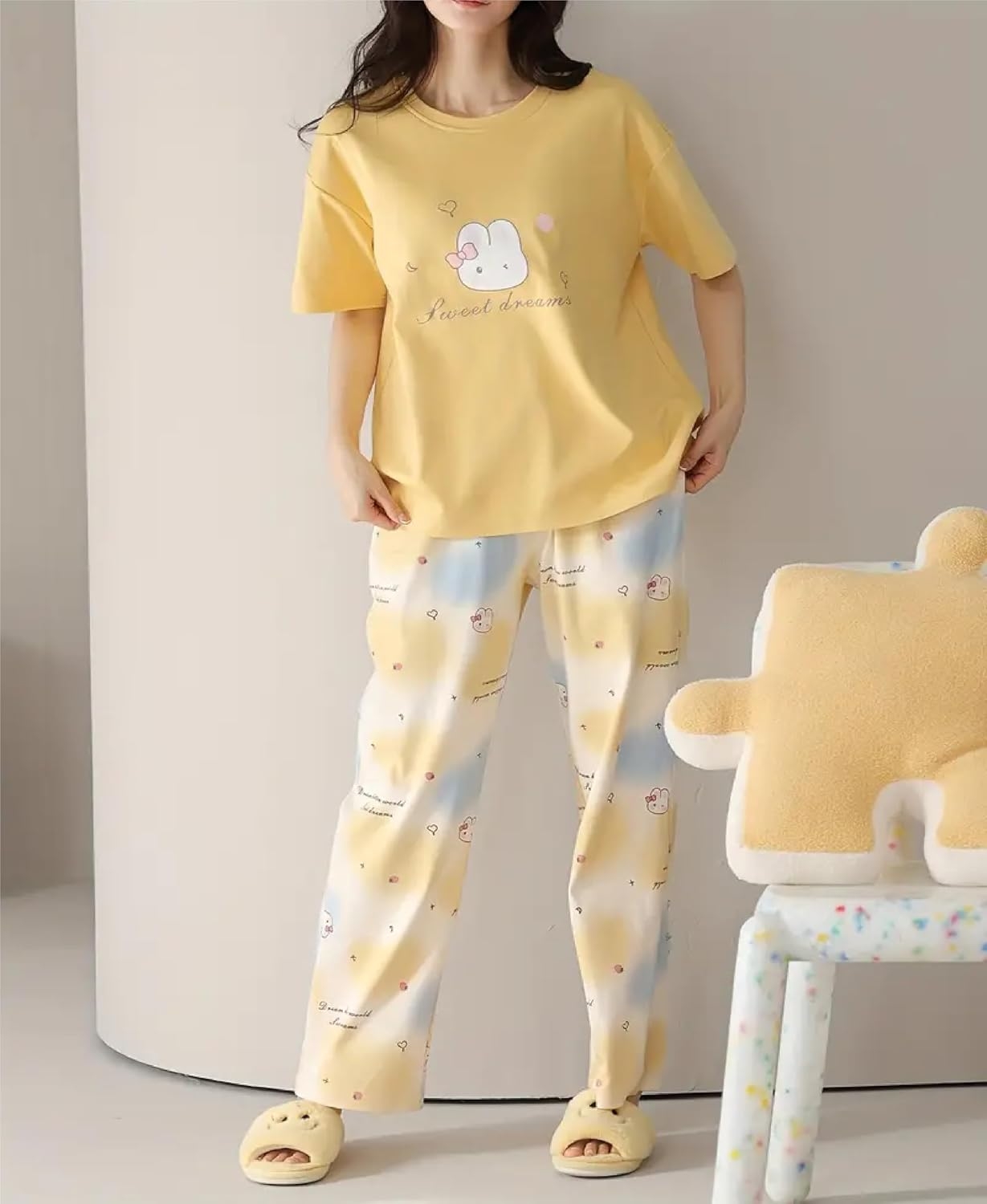 Louis Luxe Womens Korean Night Dress|| Full Pyjama Set || Korean Nightsuit ||Women Nightwear ||Round Neck Full Sleeve Nightsuit || Loungewear || Everyday Nightdress (ND-11) - Image 26