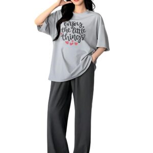 KSHS Printed Round Neck Short Sleeve Nightsuit Set | Pajama Set | Casual Night Dress for Women