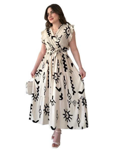 KZULLY Women's Printed A-Line Maxi Dress