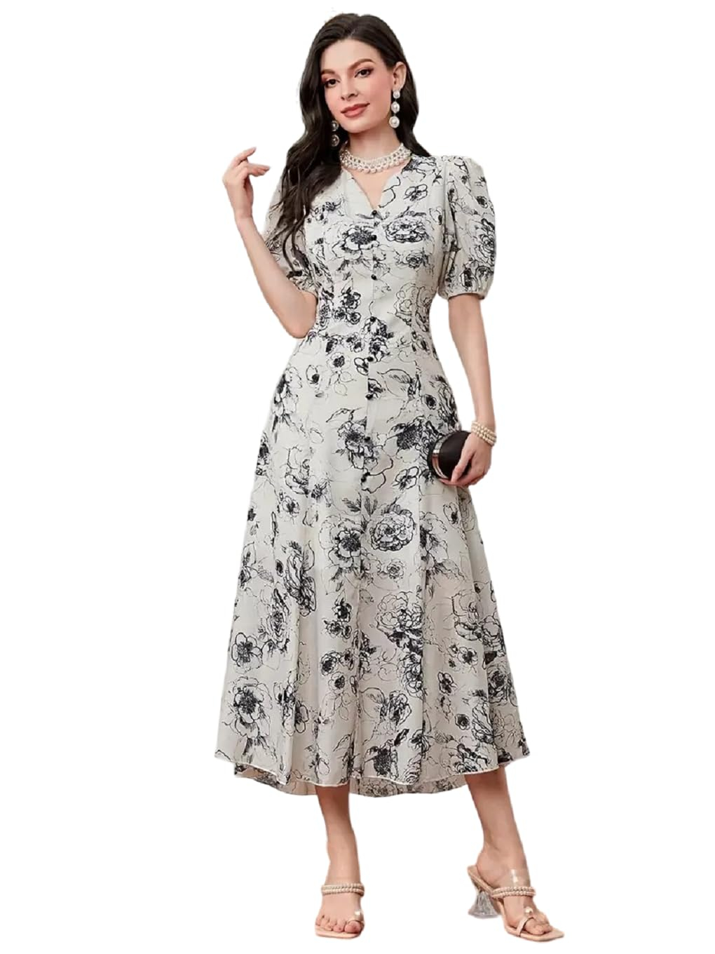Bollyclues Women's Sleeveless Square-Neck Cotton Midi Dress - Image 6