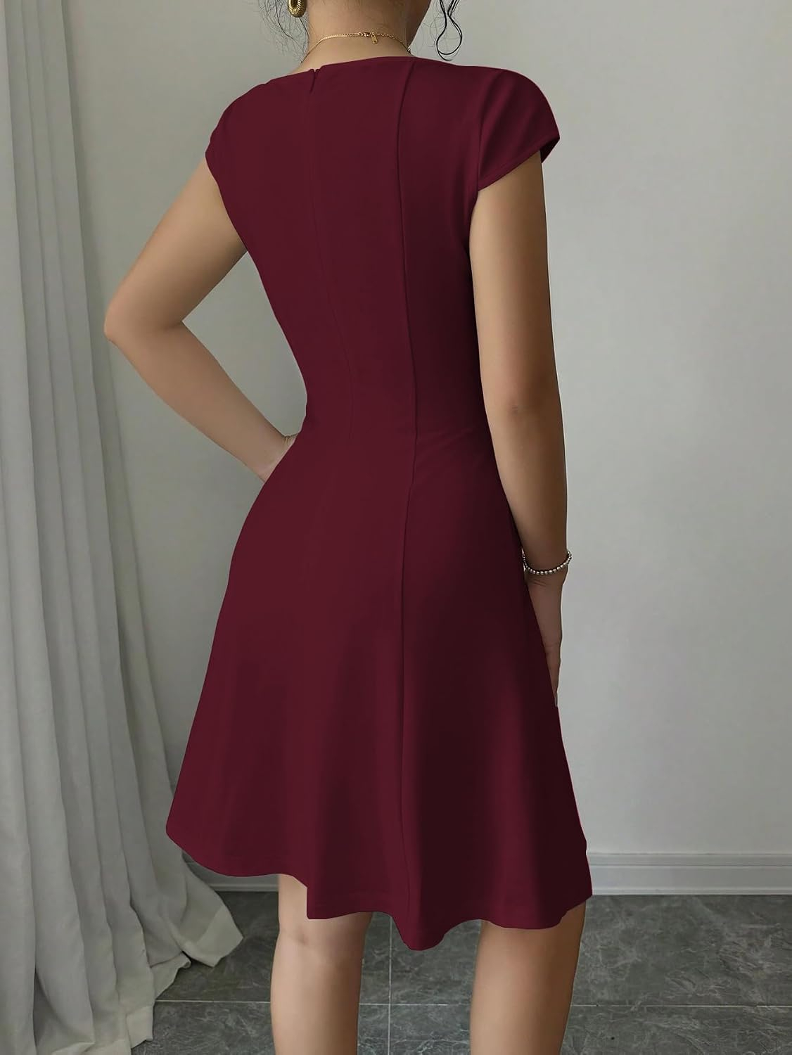 GRECIILOOKS Women's Square-Neck Lycra Midi Dress - Image 2
