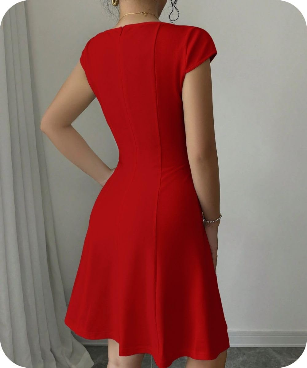 GRECIILOOKS Women's Square-Neck Lycra Midi Dress - Image 8
