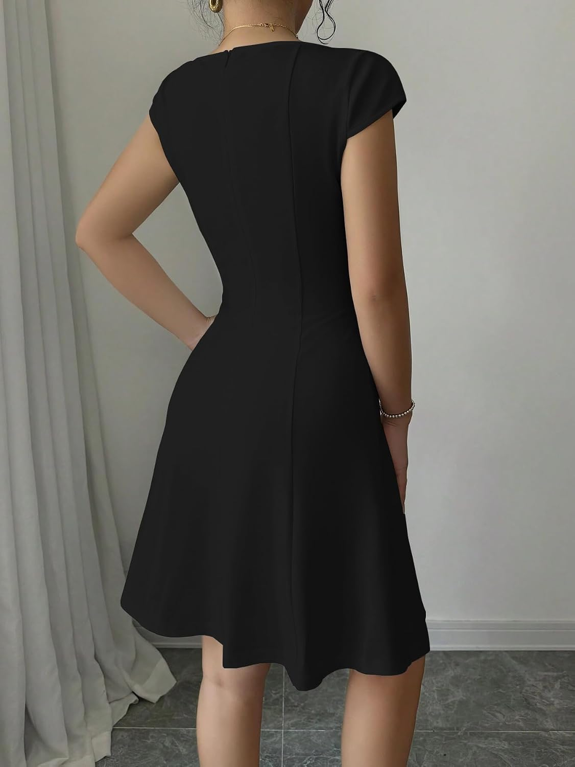 GRECIILOOKS Women's Square-Neck Lycra Midi Dress - Image 22