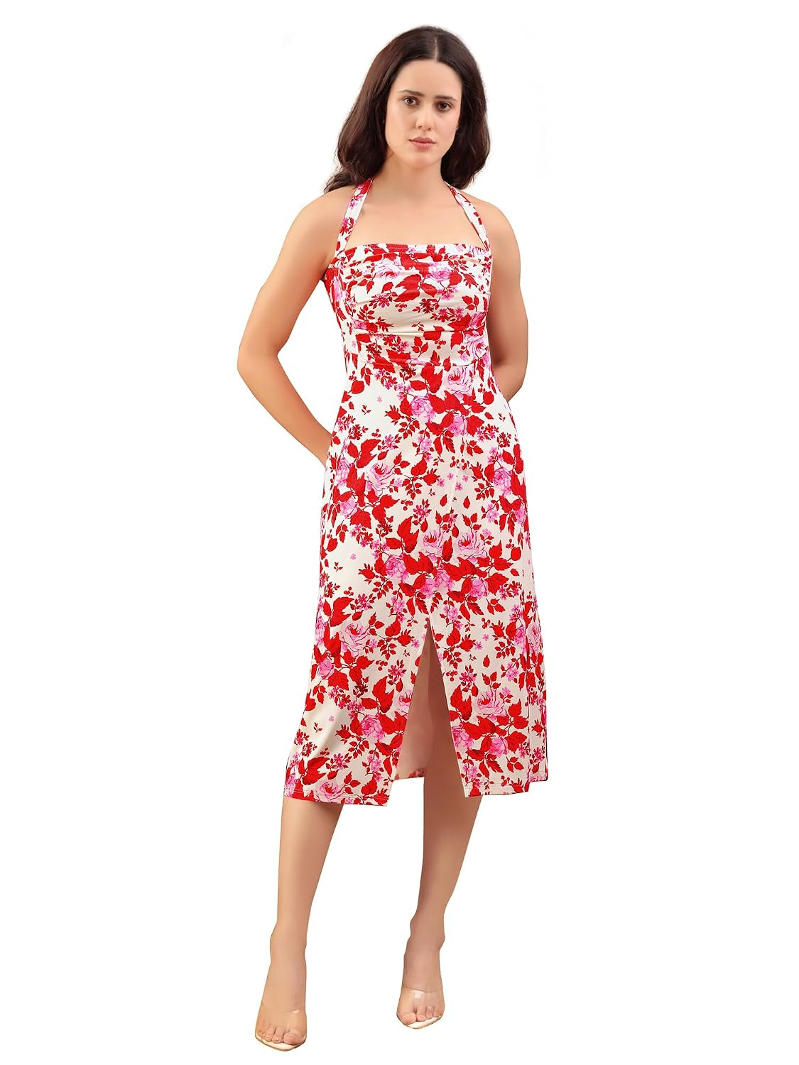 PURVAJA Women's Floral A-Line Midi Dress - Image 6