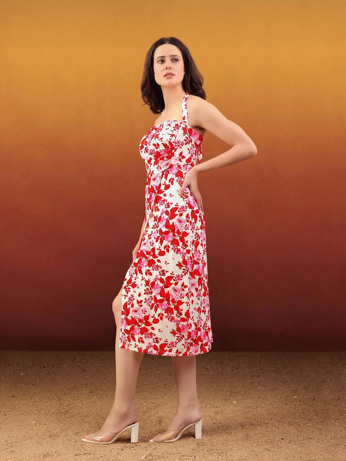 PURVAJA Women's Floral A-Line Midi Dress - Image 7