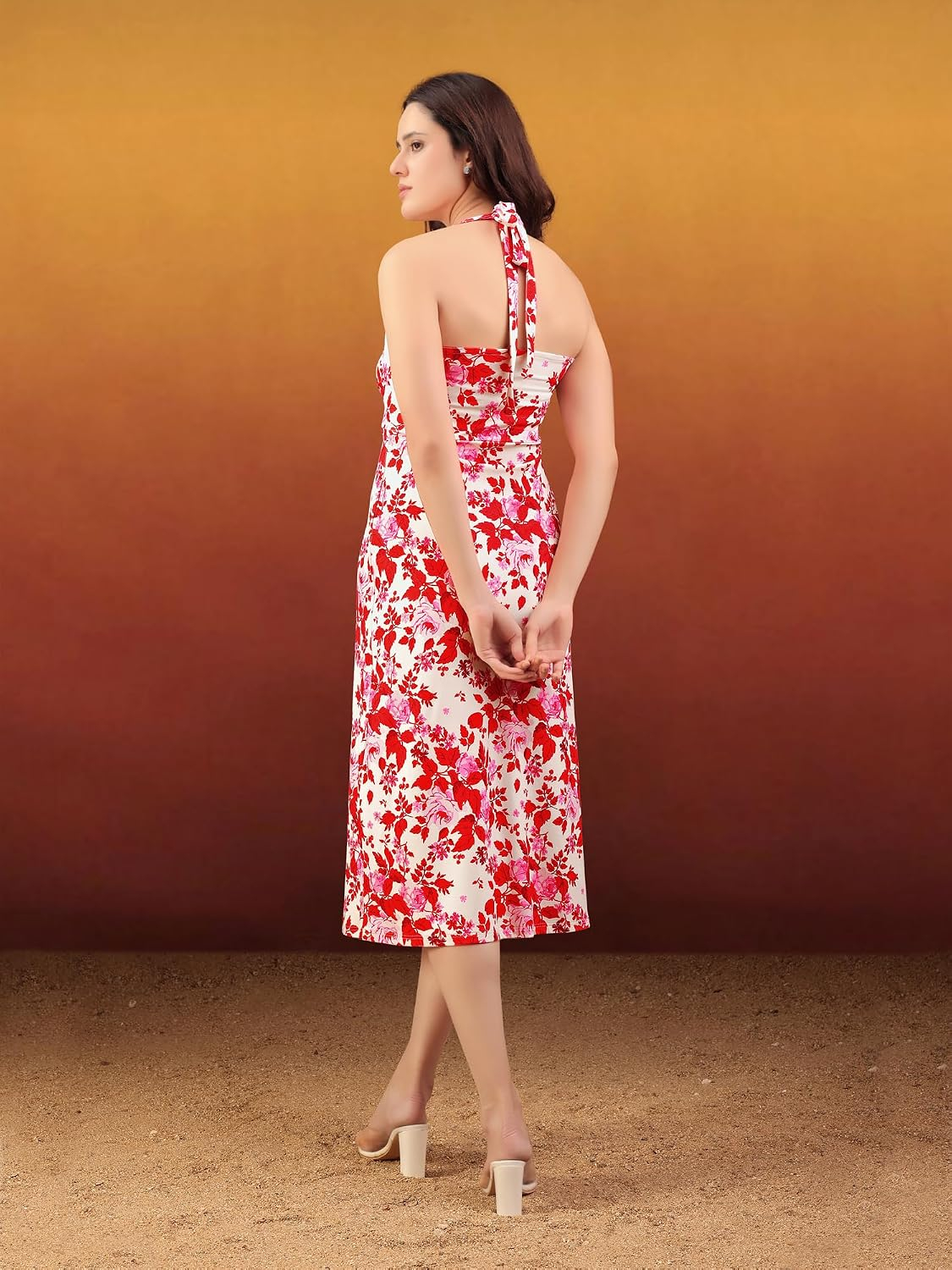 PURVAJA Women's Floral A-Line Midi Dress - Image 8