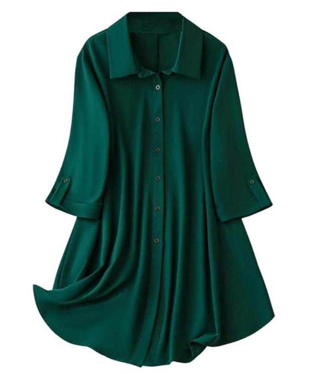 Leriya Fashion Women's Button-Down Longline Shirt Dress