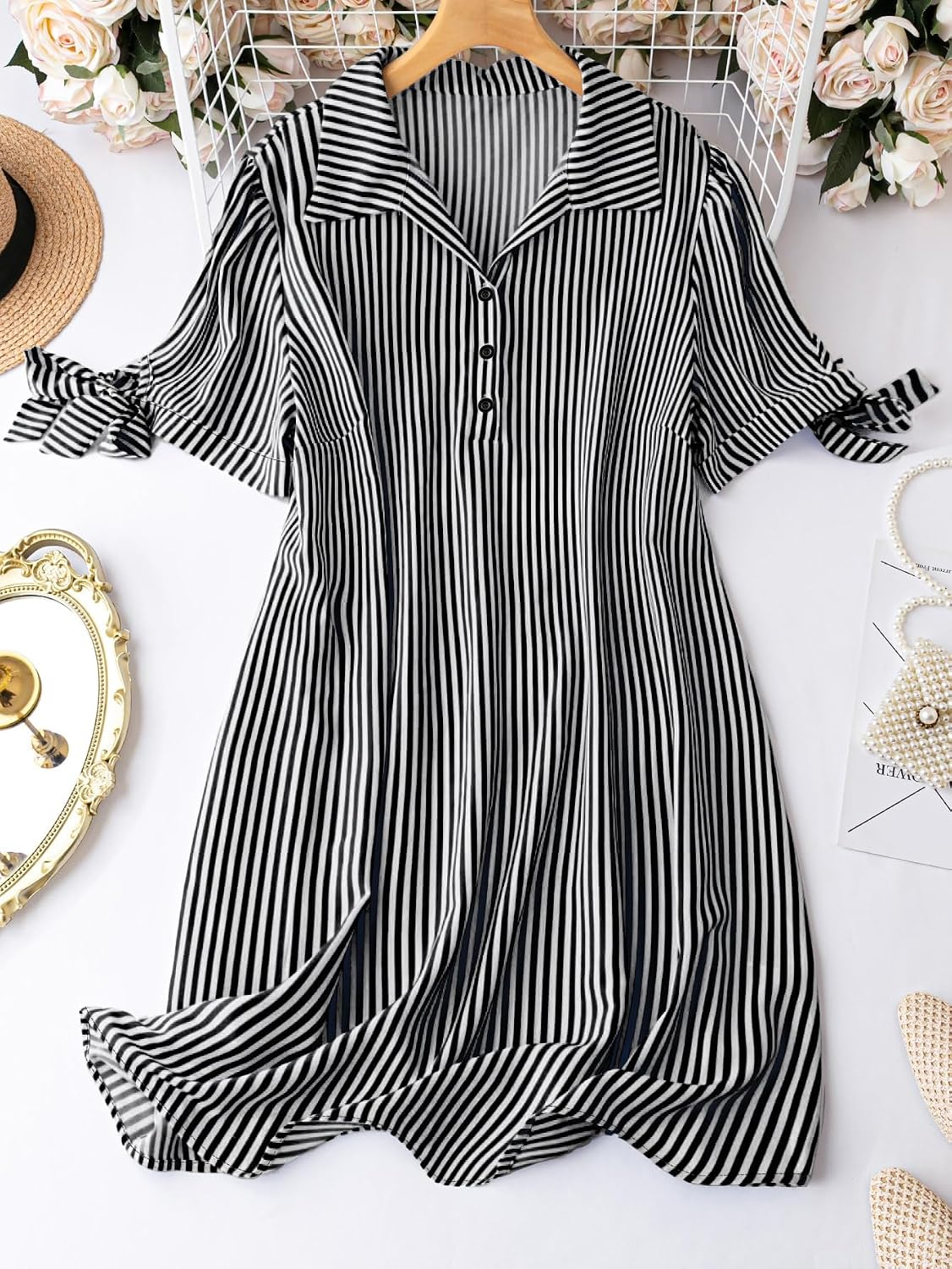 Leriya Fashion Women's Button-Down Longline Shirt Dress - Image 17