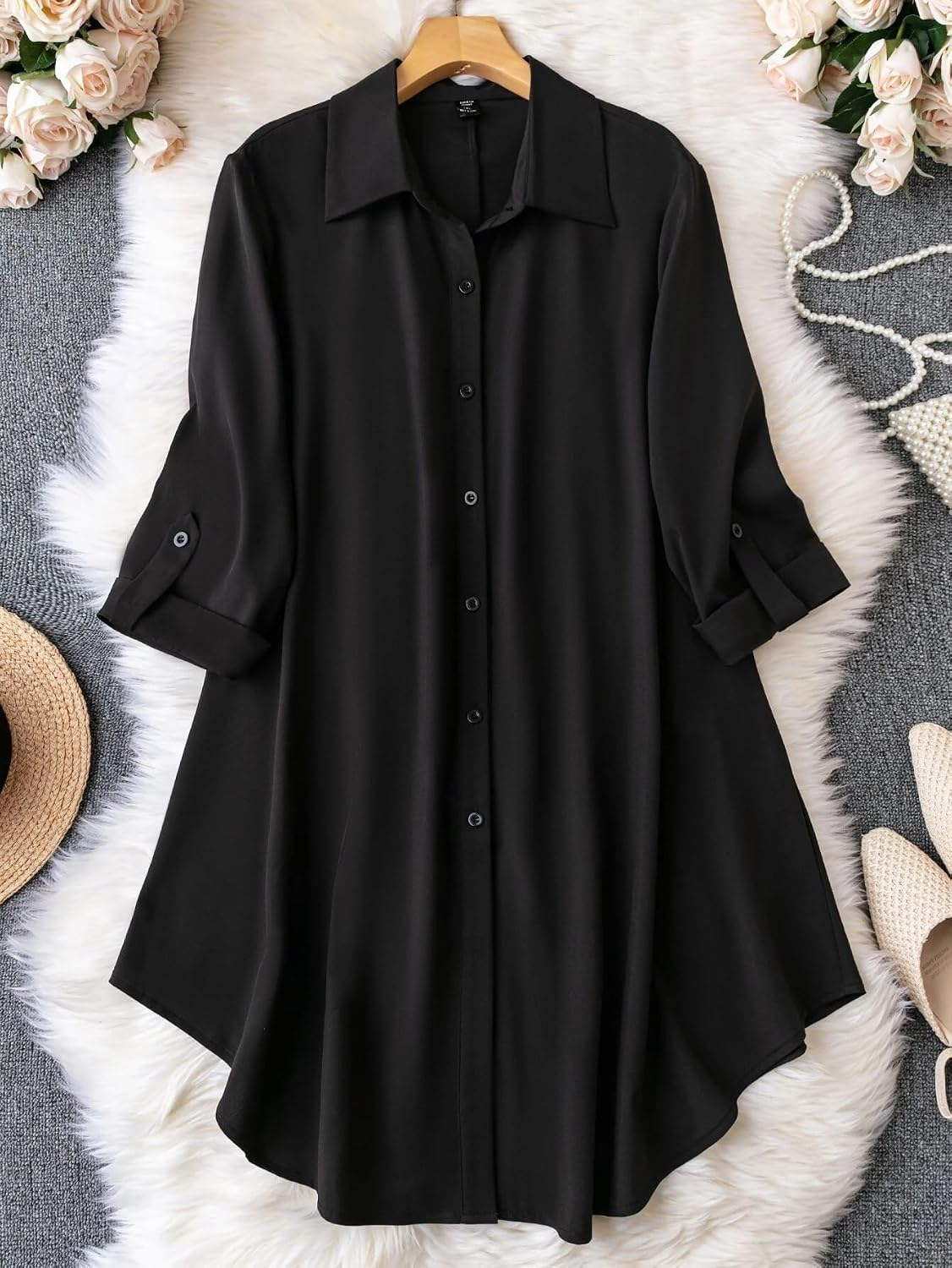Leriya Fashion Women's Button-Down Longline Shirt Dress - Image 18