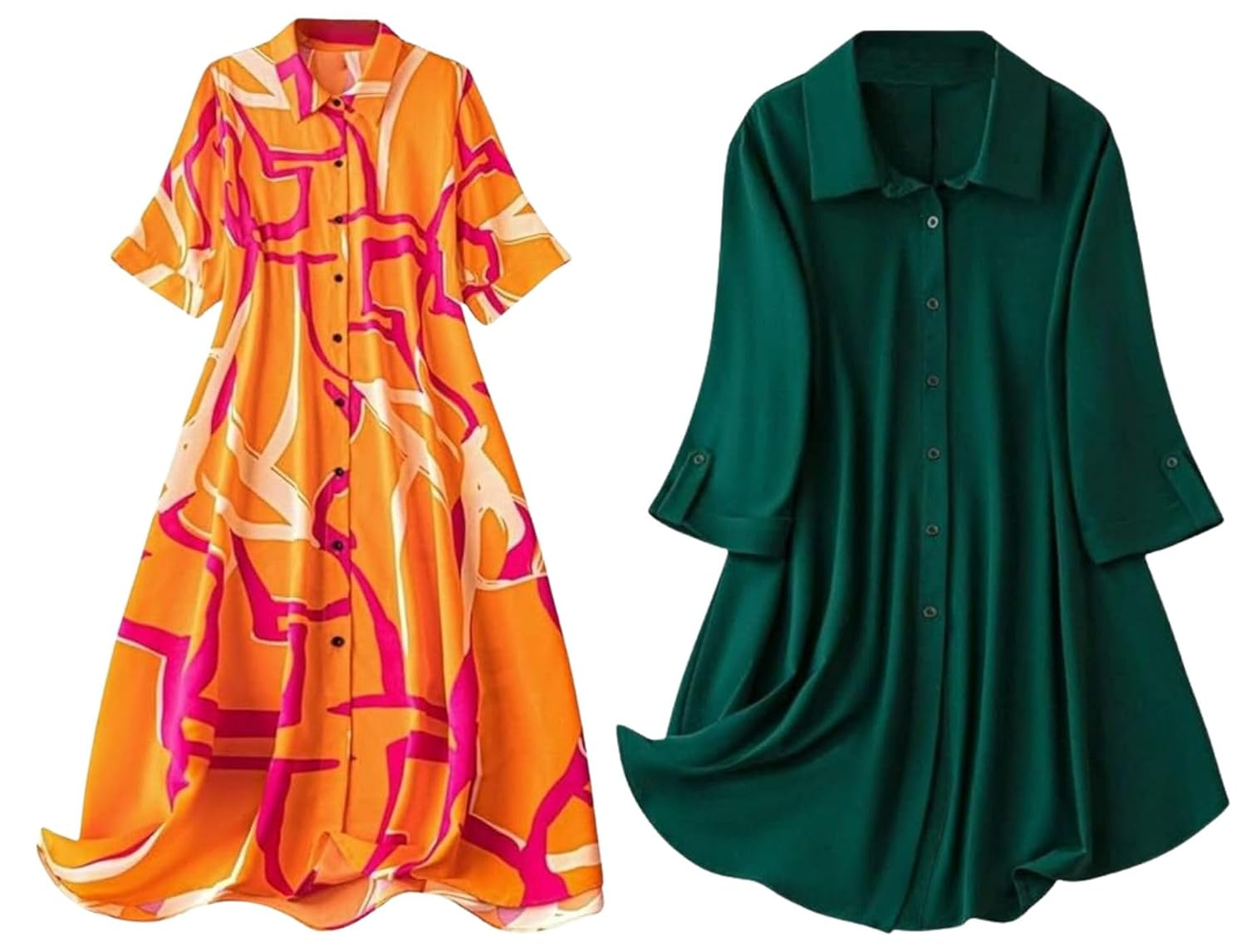 Leriya Fashion Women's Button-Down Longline Shirt Dress - Image 30