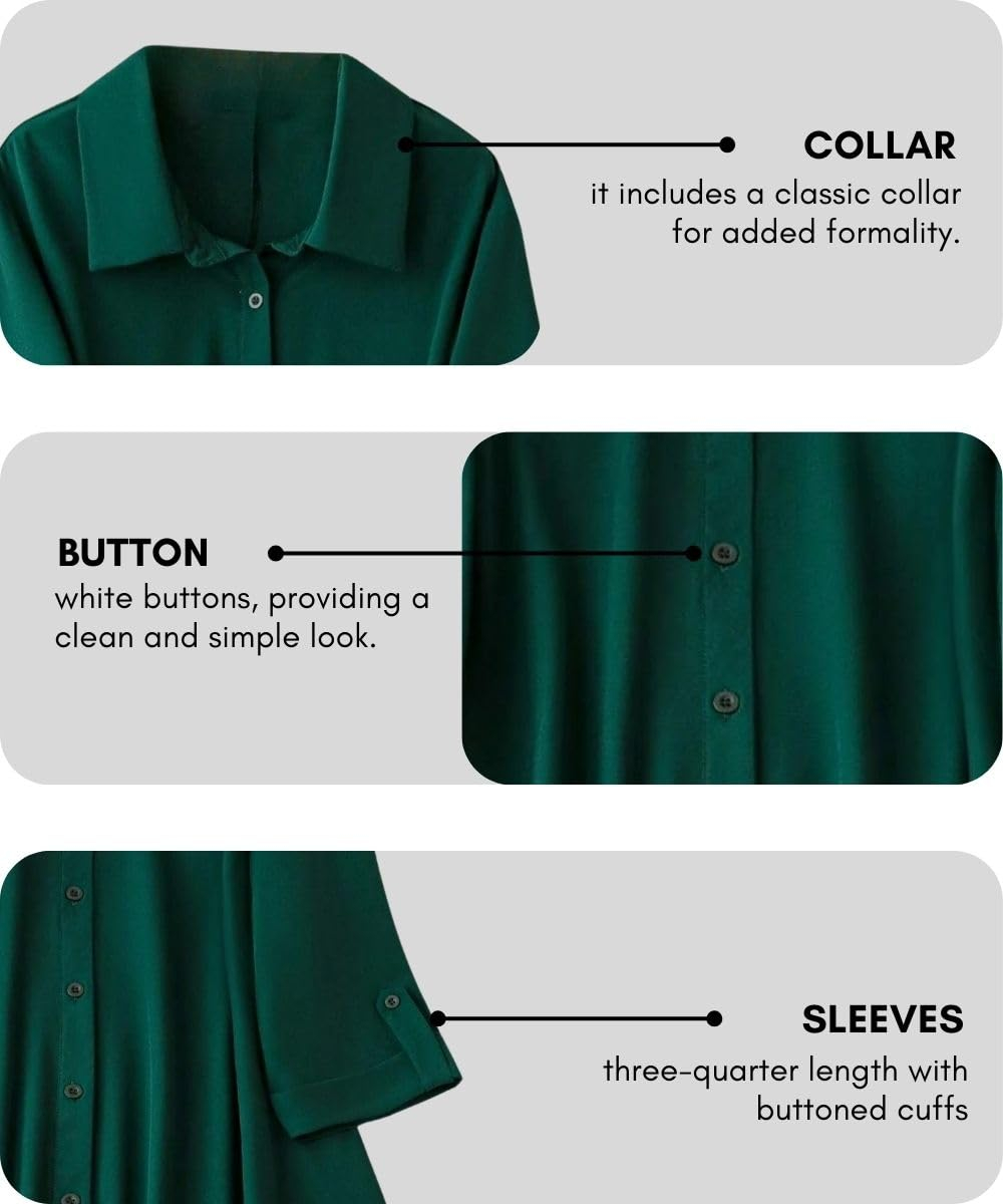 Leriya Fashion Women's Button-Down Longline Shirt Dress - Image 33