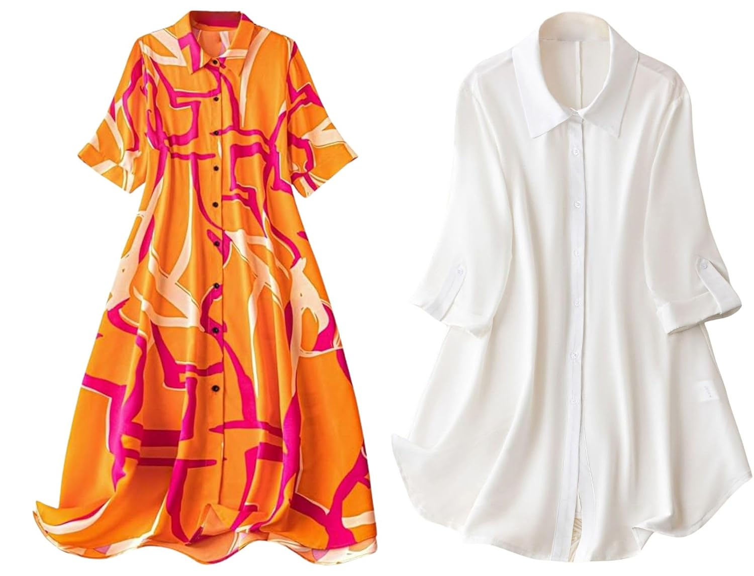 Leriya Fashion Women's Button-Down Longline Shirt Dress - Image 36