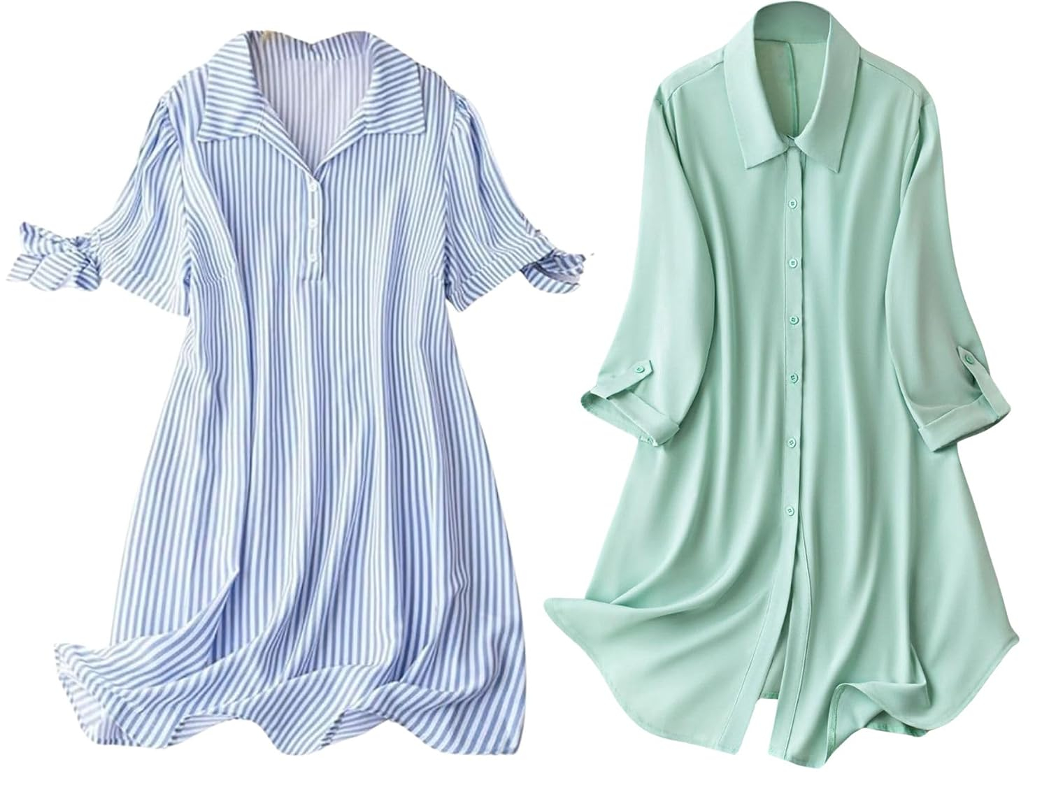 Leriya Fashion Women's Button-Down Longline Shirt Dress - Image 41