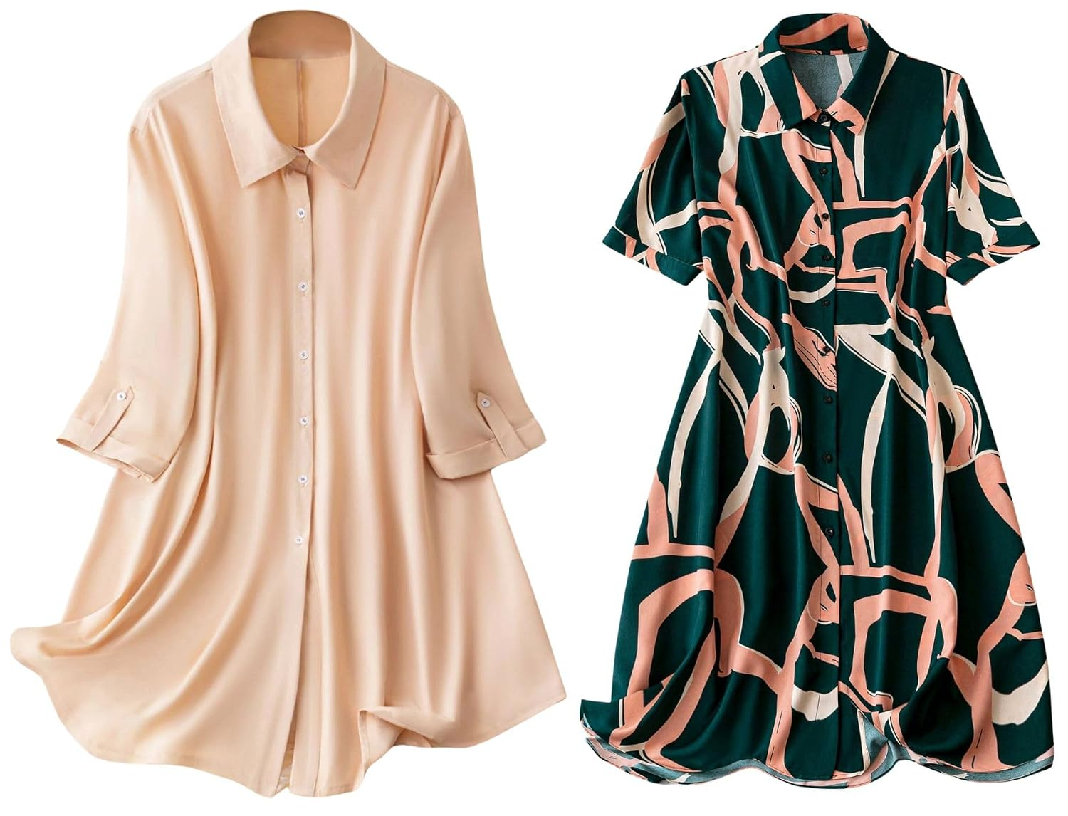 Leriya Fashion Women's Button-Down Longline Shirt Dress - Image 50
