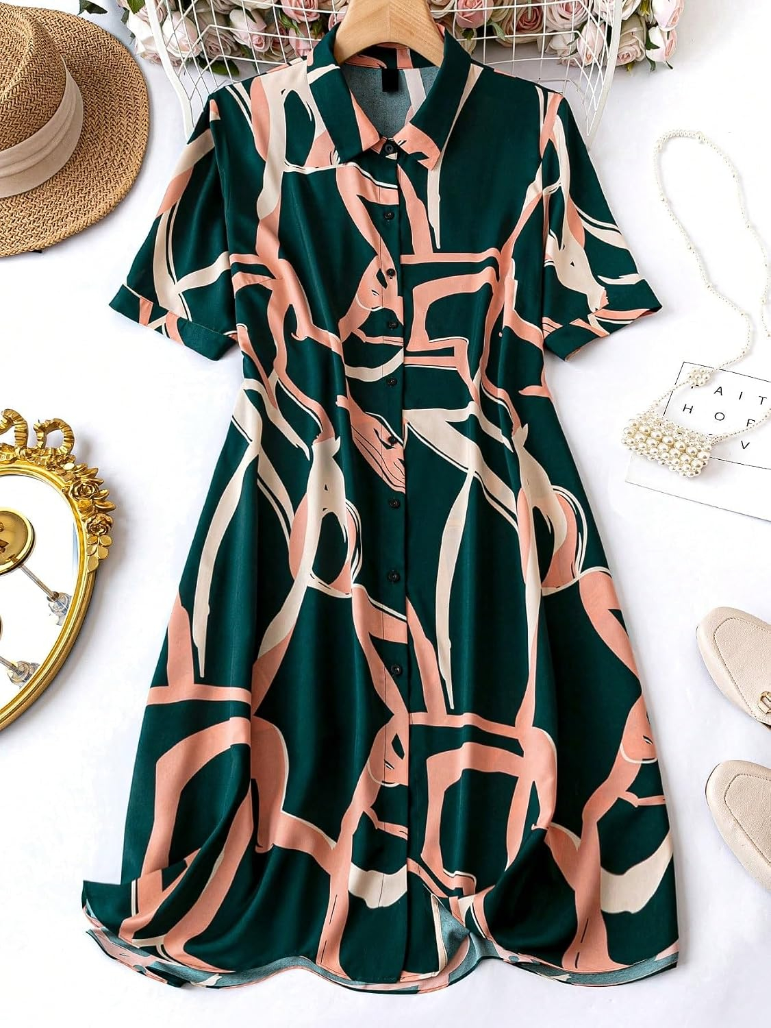 Leriya Fashion Women's Button-Down Longline Shirt Dress - Image 54