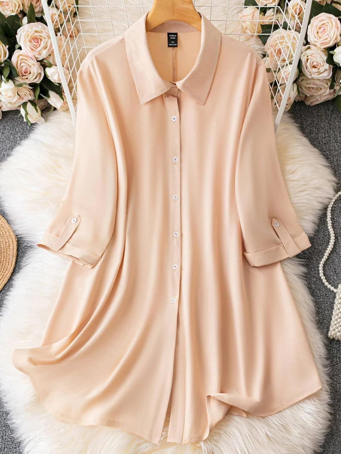 Leriya Fashion Women's Button-Down Longline Shirt Dress - Image 55