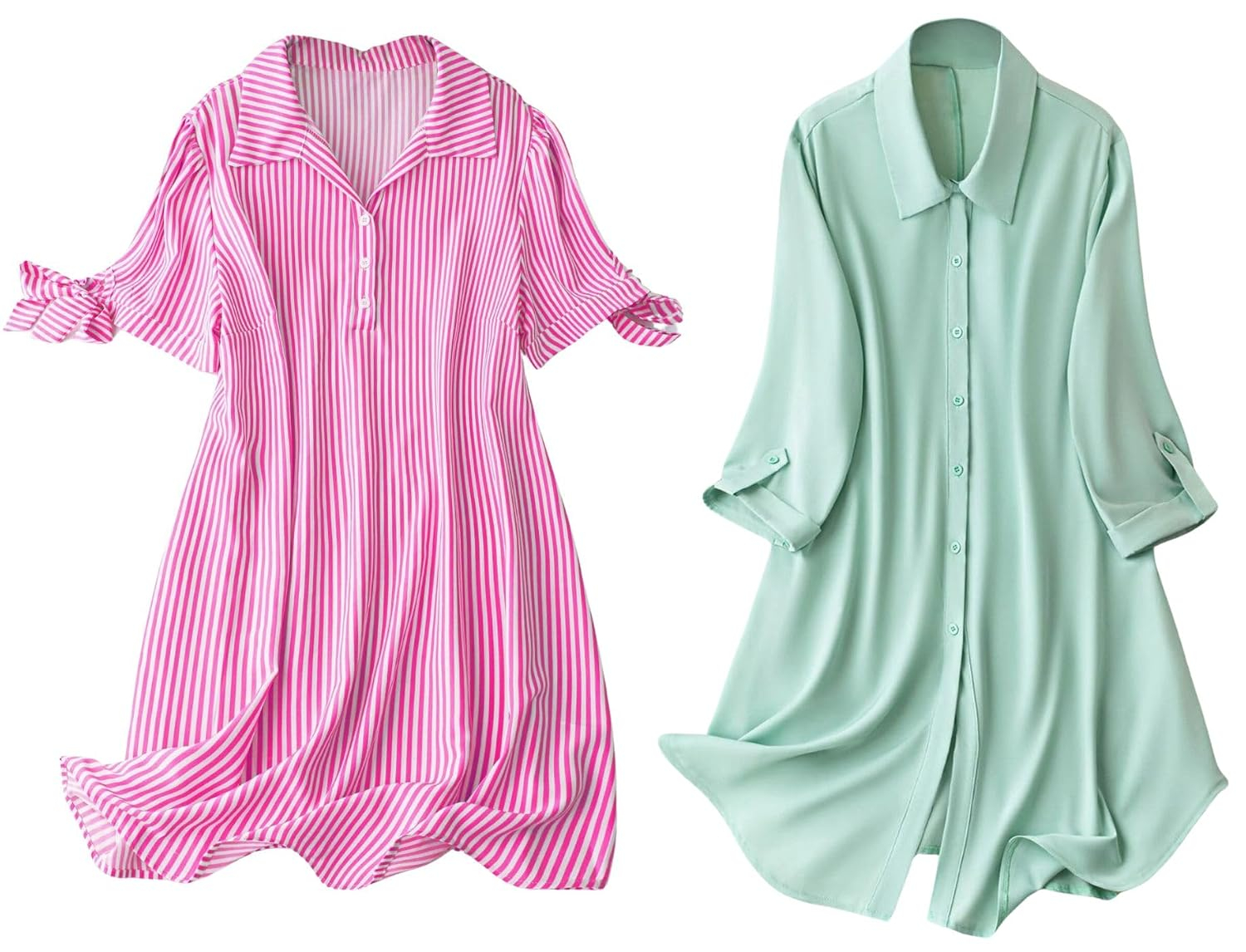 Leriya Fashion Women's Button-Down Longline Shirt Dress - Image 59