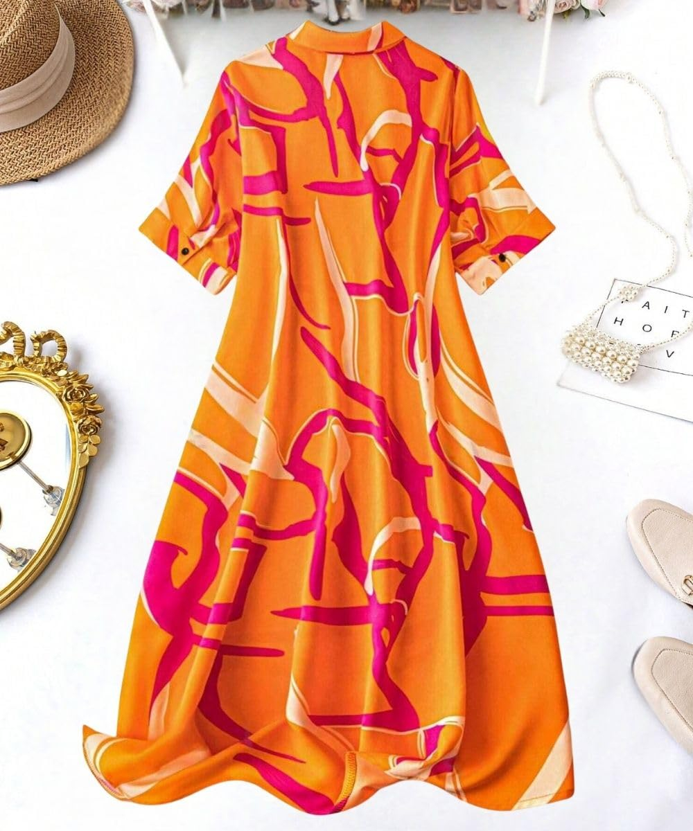 Leriya Fashion Women's Printed Button-Down Midi Dress - Image 2