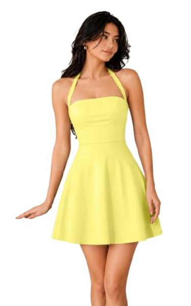 TIVANTE Women's Backless Halter-Neck Mini Dress