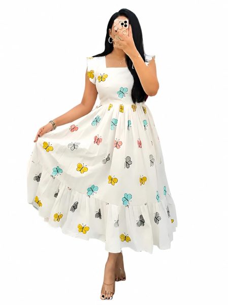 JUSTHER Women's Butterfly-Print Maxi Dress