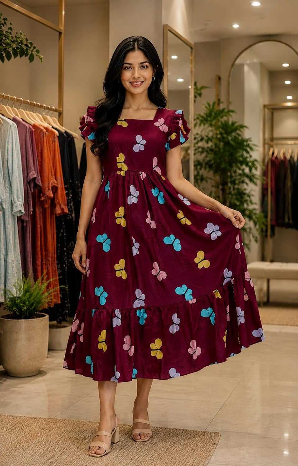 JUSTHER Women's Butterfly-Print Maxi Dress - Image 8