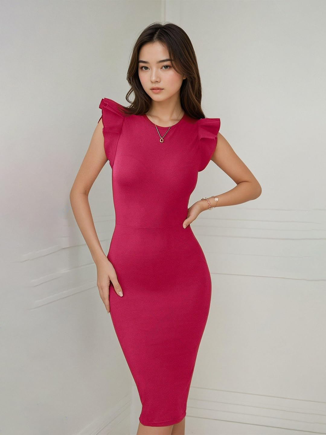 KOTTY Women's Solid Bodycon Midi Dress - Image 18