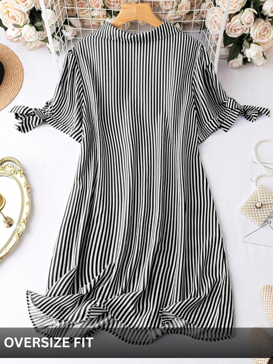Leriya Fashion Women's Striped Rayon Mini Dress - Image 30