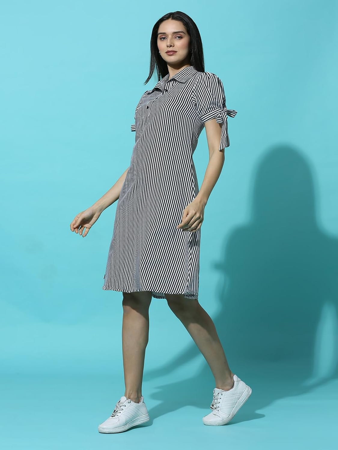 Leriya Fashion Women's Striped Rayon Mini Dress - Image 31