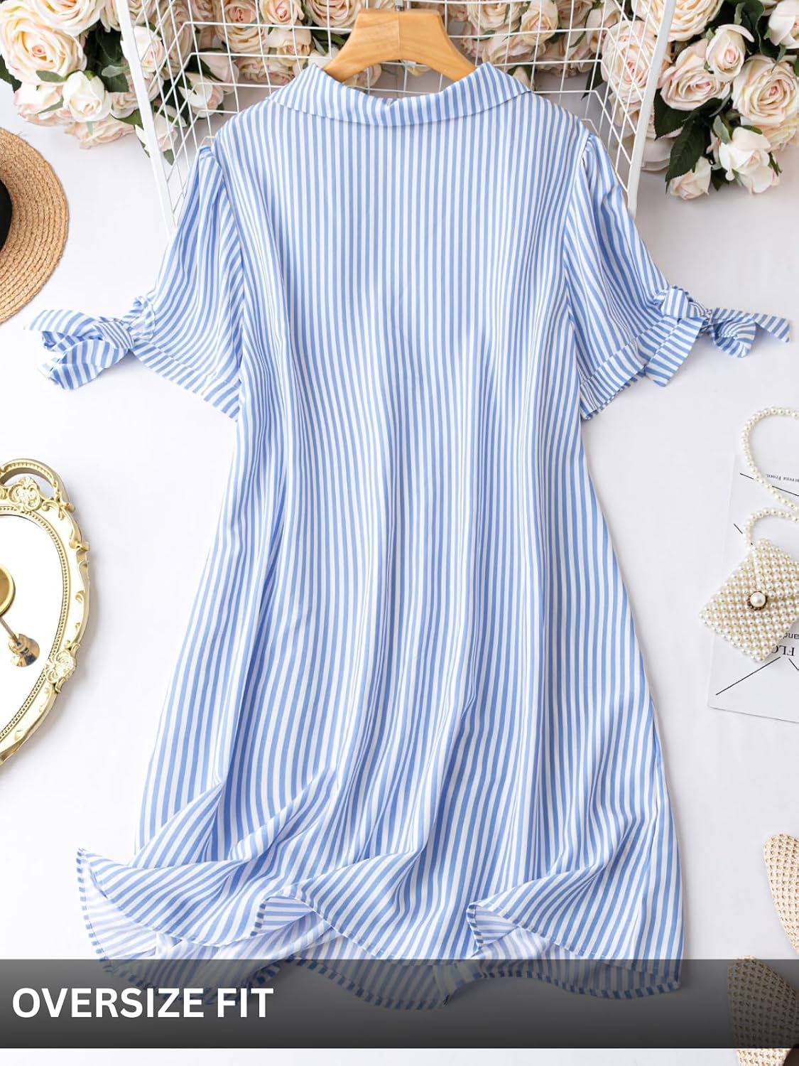 Leriya Fashion Women's Striped Rayon Mini Dress - Image 44