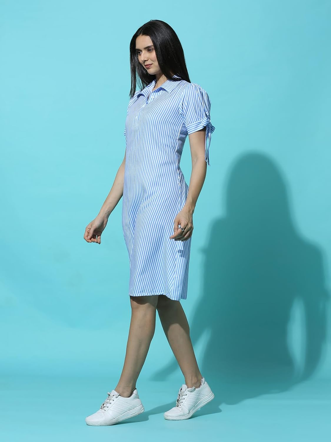 Leriya Fashion Women's Striped Rayon Mini Dress - Image 45