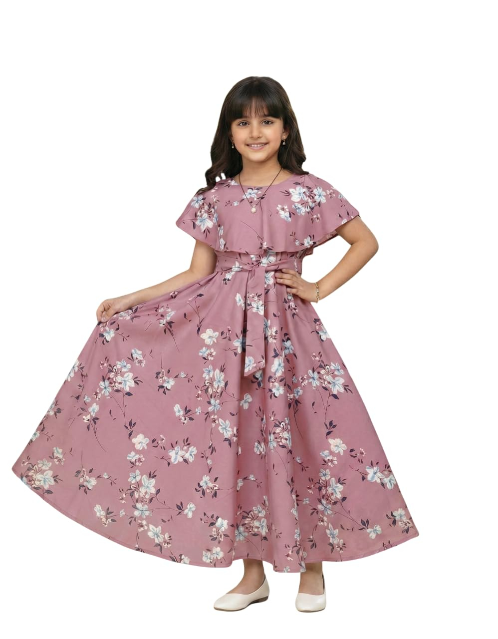 Aarya Designer Girls' Floral Cap-Sleeve Gown - Image 16